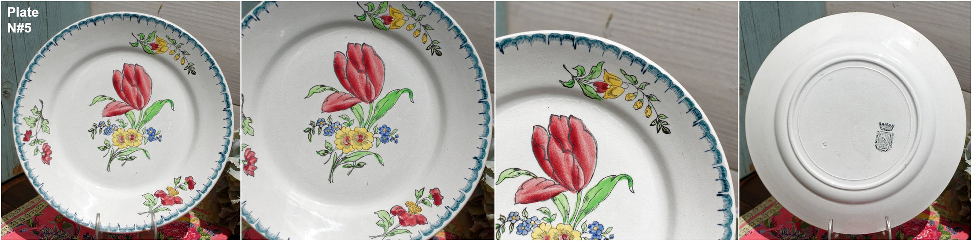 French Hand-Painted Ironstone Plate ST-AMAND Ste des Etablissement de Ceramique Made in France Terre de Fer