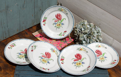 French Hand-Painted Ironstone Plate ST-AMAND Ste des Etablissement de Ceramique Made in France Terre de Fer