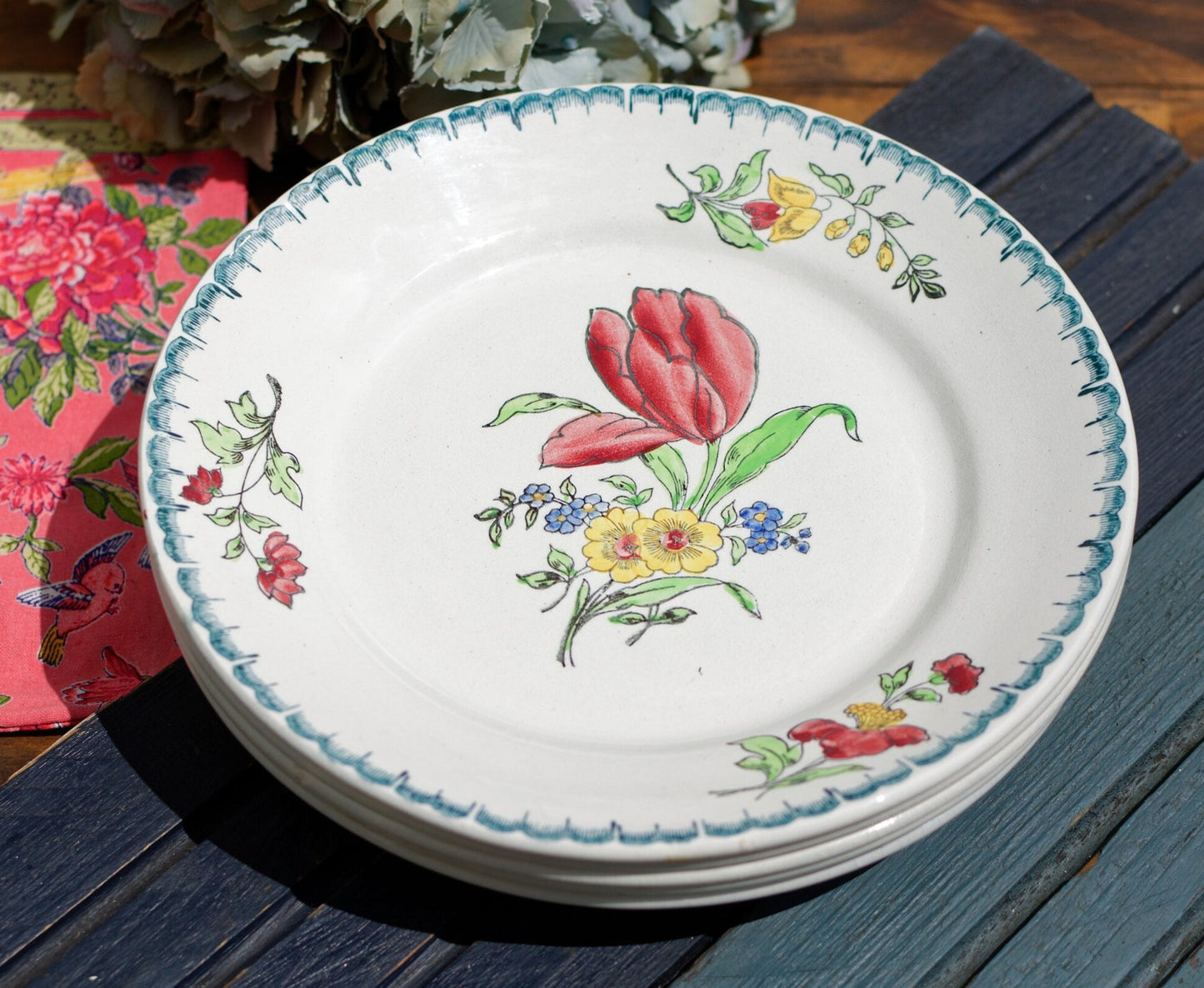 French Hand-Painted Ironstone Plate ST-AMAND Ste des Etablissement de Ceramique Made in France Terre de Fer