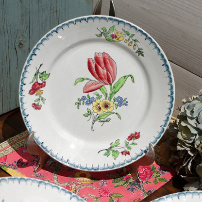 French Hand-Painted Ironstone Plate ST-AMAND Ste des Etablissement de Ceramique Made in France Terre de Fer