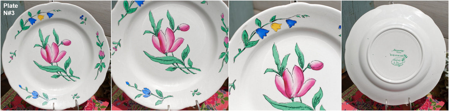 French Hand-Painted Ironstone Plate Sarreguemines France RIQUEWIHR Peint a la main Terre de Fer