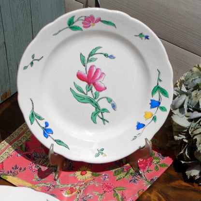 French Hand-Painted Ironstone Plate Sarreguemines France RIQUEWIHR Peint a la main Terre de Fer