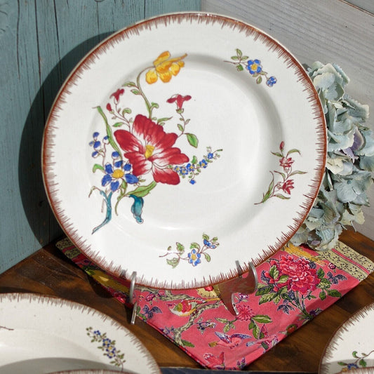 French Ironstone Soup Plate Joseph Hannong Strasbourg Faiencerie of Clairefontaine Polychrome