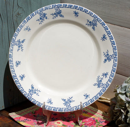 French Ironstone Blue Transferware Plate Athenes Terre de Fer LG Léon Graves Clairefontaine