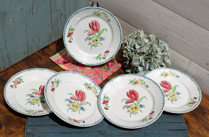 French Hand-Painted Ironstone Plate ST-AMAND Ste des Etablissement de Ceramique Made in France Terre de Fer