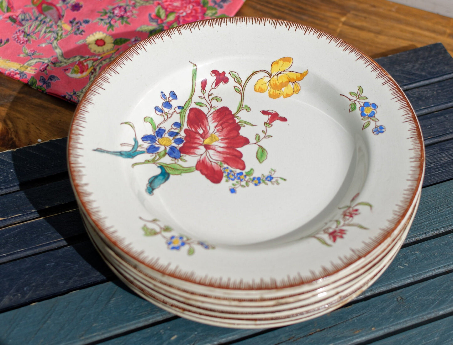 French Ironstone Soup Plate Joseph Hannong Strasbourg Faiencerie of Clairefontaine Polychrome