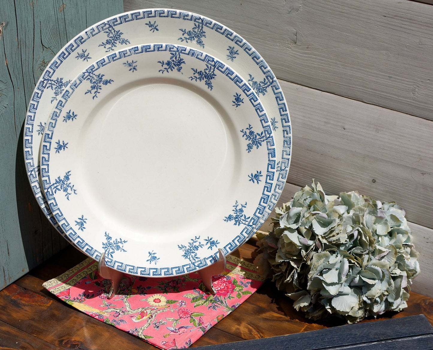 French Ironstone Blue Transferware Plate Athenes Terre de Fer LG Léon Graves Clairefontaine