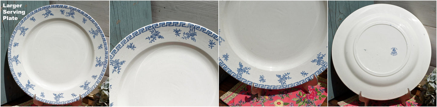 French Ironstone Blue Transferware Plate Athenes Terre de Fer LG Léon Graves Clairefontaine