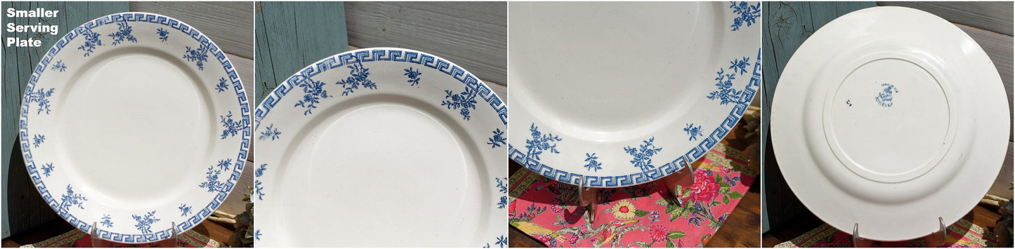 French Ironstone Blue Transferware Plate Athenes Terre de Fer LG Léon Graves Clairefontaine