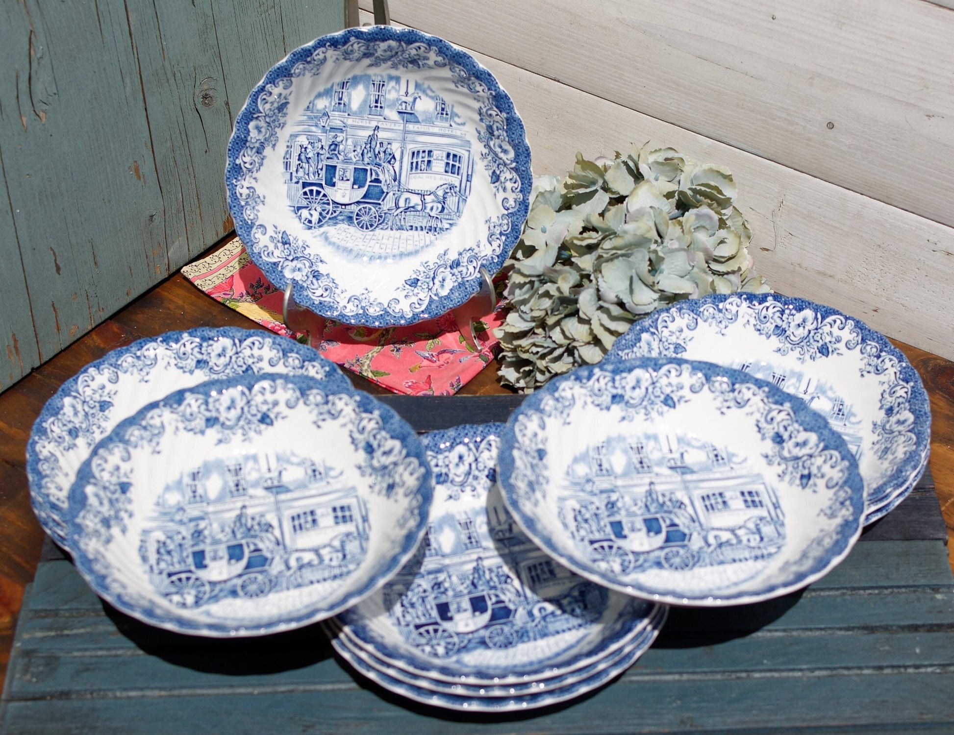 English Ironstone China Bowl Coaching Scenes Made in England by Johnson Bros Ironstone Hunting Country