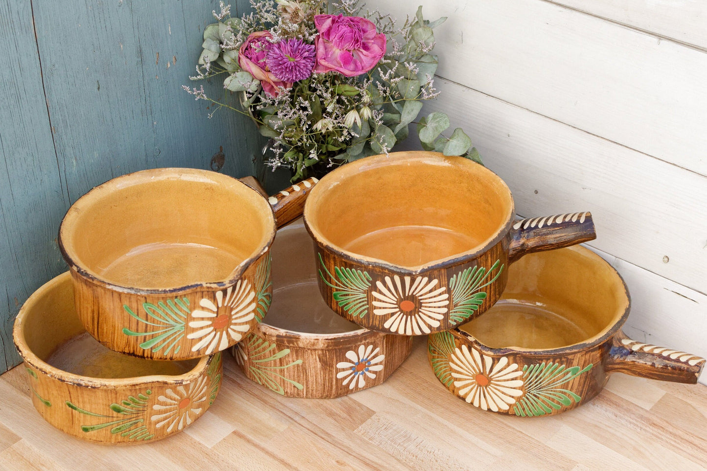 French Glazed Stoneware Gratin Pot ALSACE SOUFFLENHEIM Poelons en terre cuites vernissée