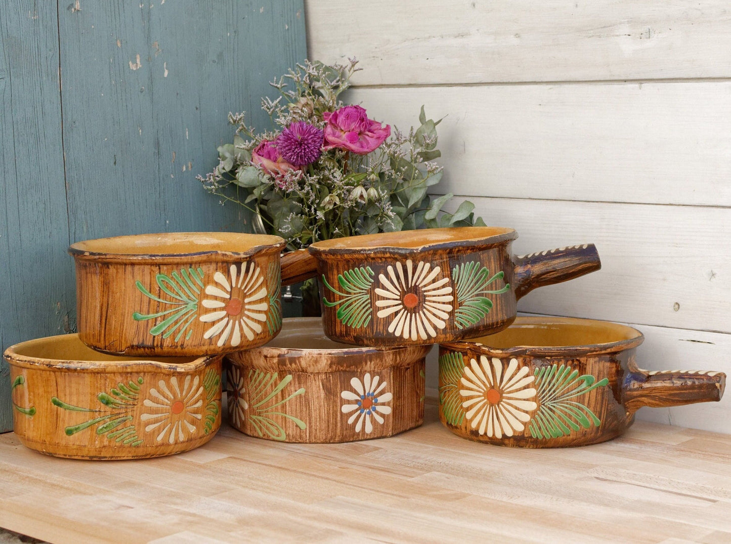 French Glazed Stoneware Gratin Pot ALSACE SOUFFLENHEIM Poelons en terre cuites vernissée