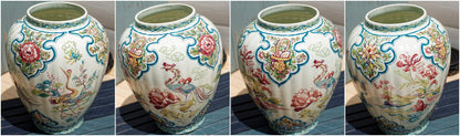 Belgian Asian Chiniserie style Lidded Vase CHANGHAI BOCH Belgium Ginger Jar