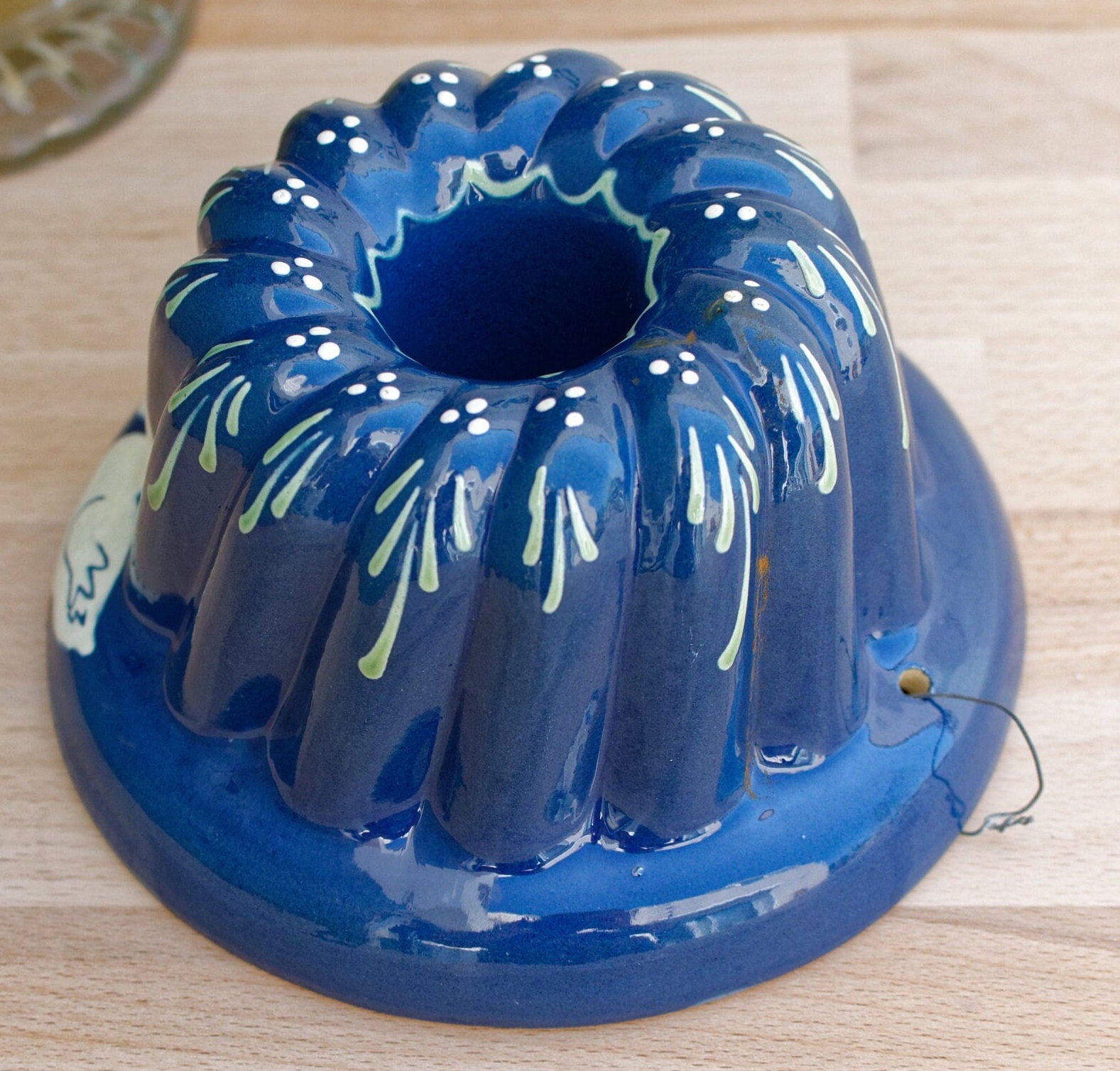 French Vintage Kugelhopf Alsace Theme Glazed Bundt Baking Mold 