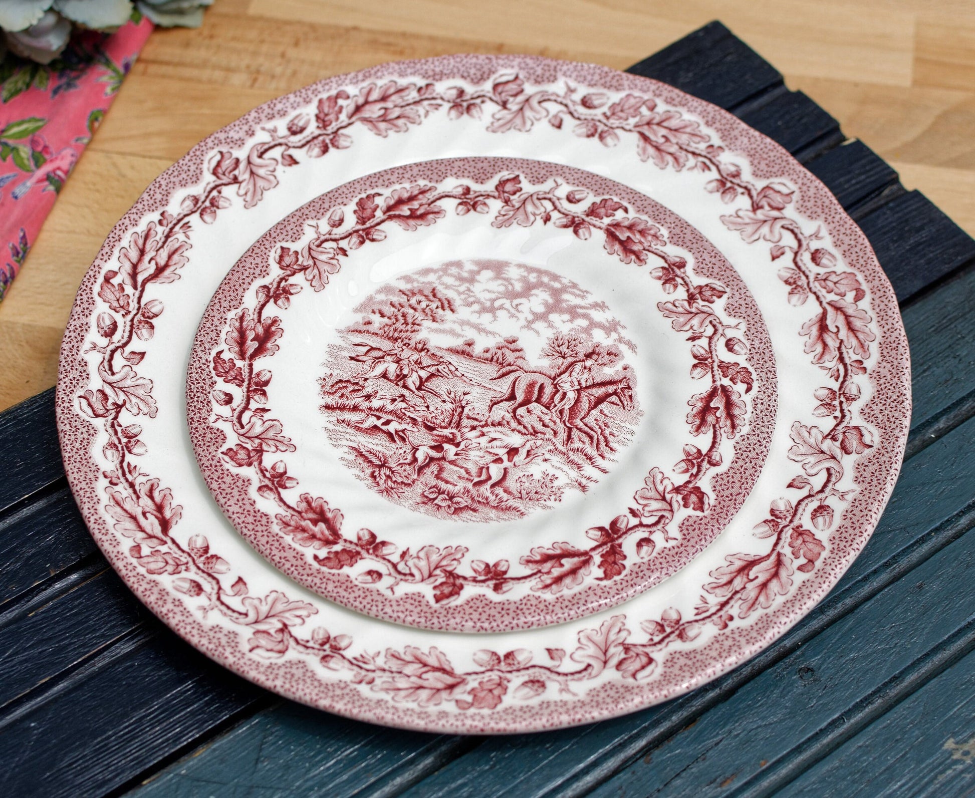 English Ironstone Red China Plate The Georgian Collection Churchill Made in England Dishwasher & Microwave safe