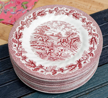 English Ironstone Red China Plate The Georgian Collection Churchill Made in England Dishwasher & Microwave safe