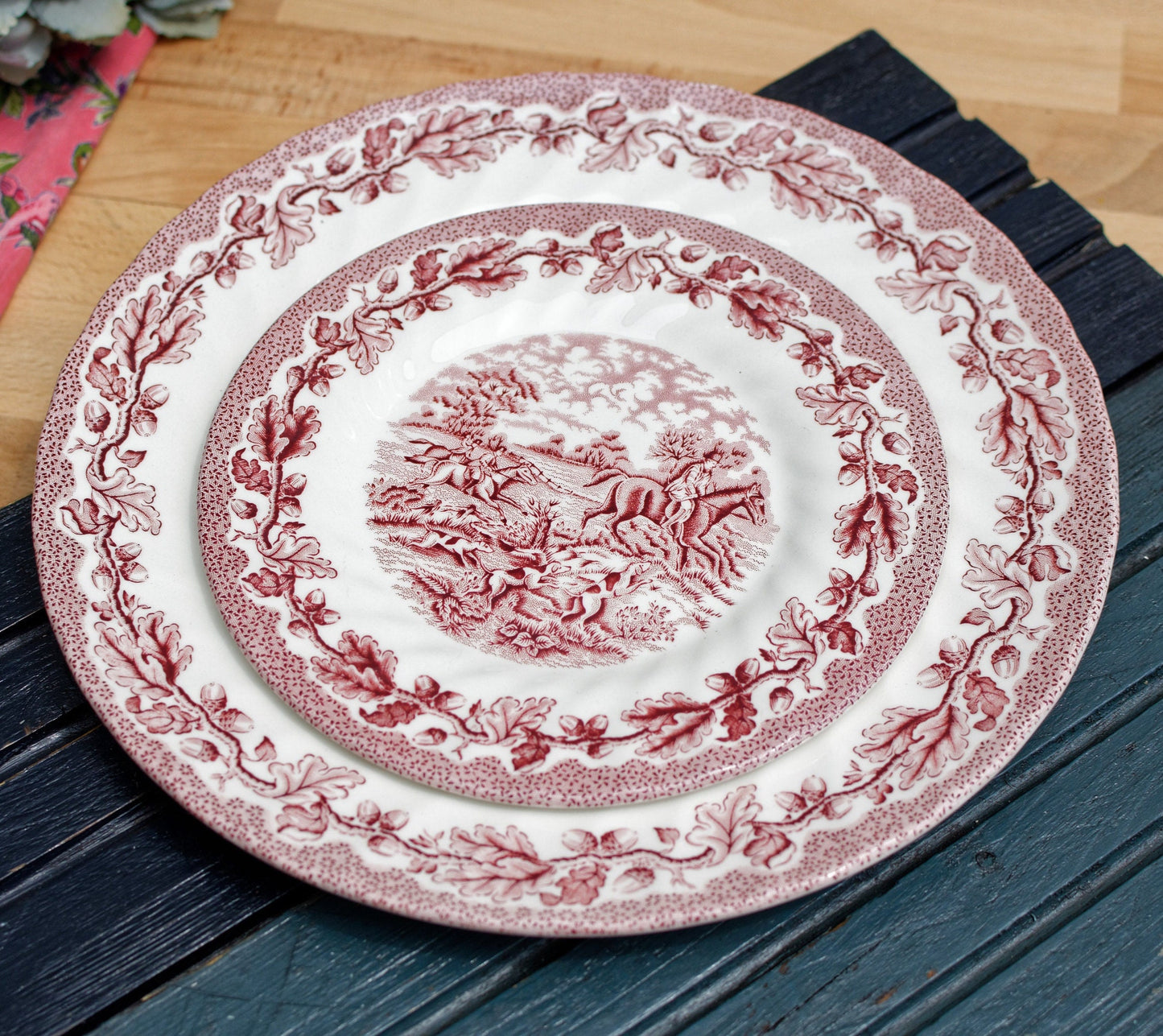 English Ironstone Red China Plate The Georgian Collection Churchill Made in England Dishwasher & Microwave safe