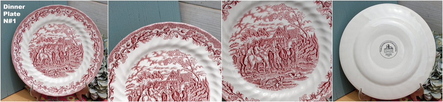 English Ironstone Red China Plate The Georgian Collection Churchill Made in England Dishwasher & Microwave safe