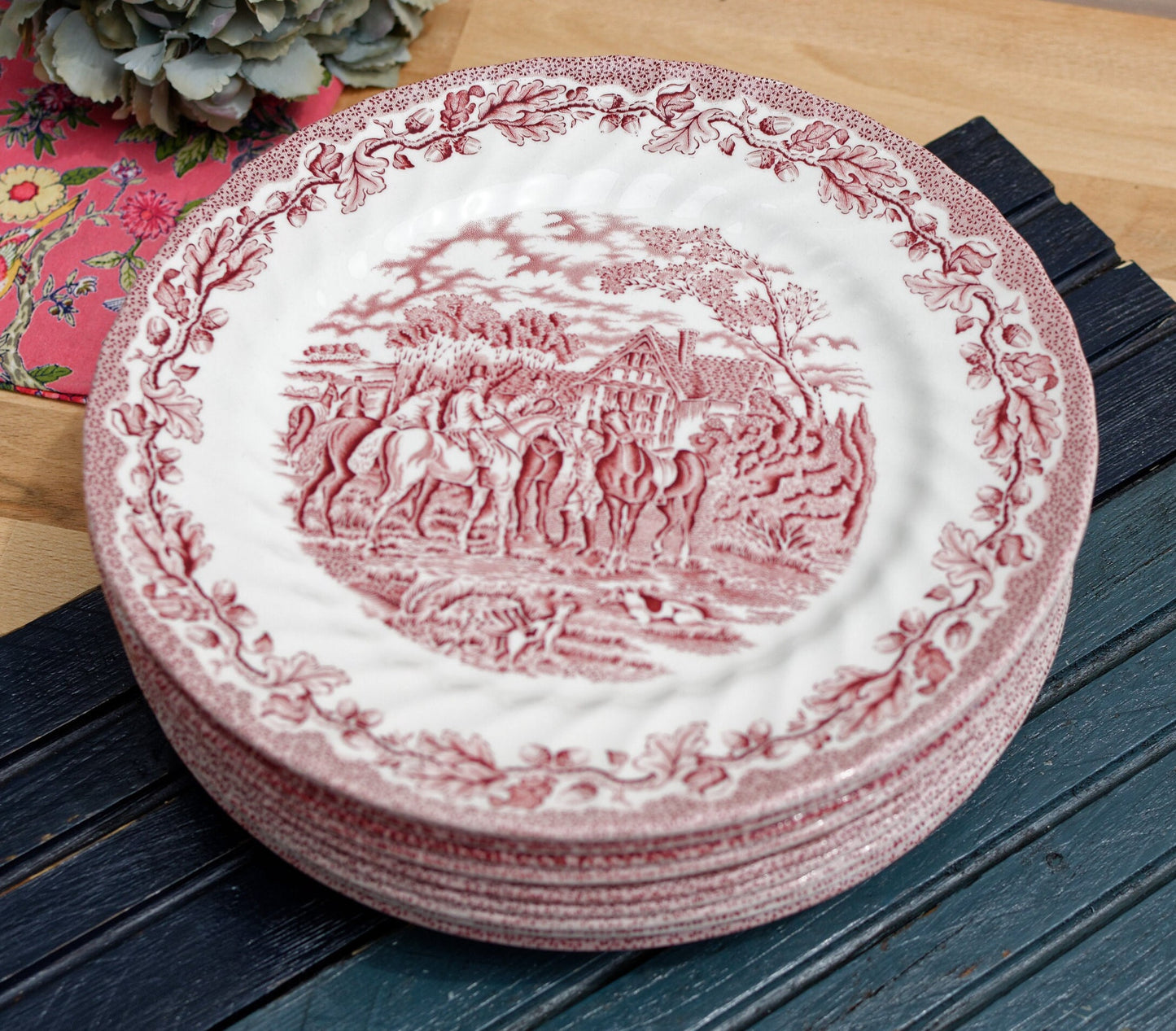 English Ironstone Red China Plate The Georgian Collection Churchill Made in England Dishwasher & Microwave safe