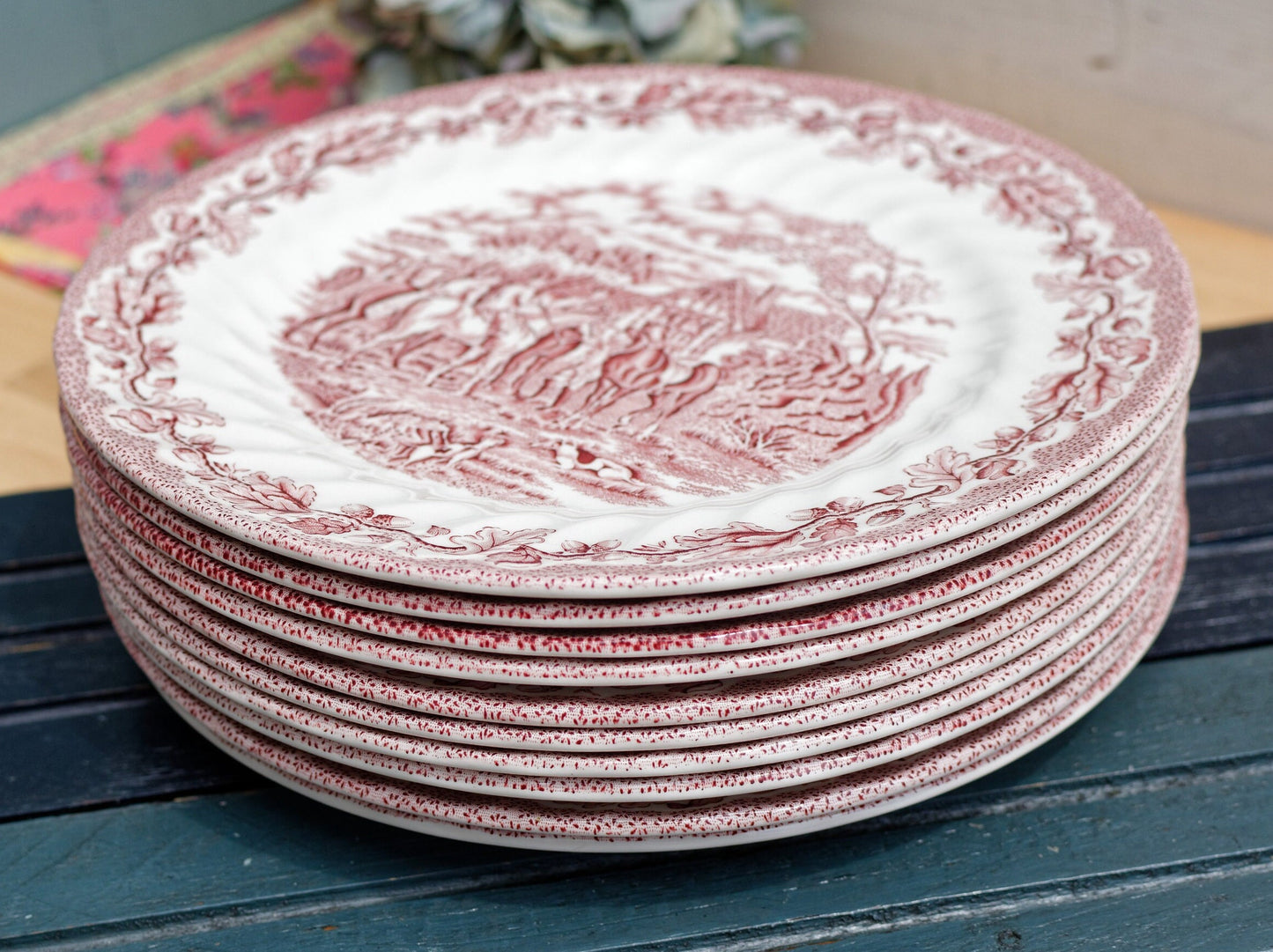 English Ironstone Red China Plate The Georgian Collection Churchill Made in England Dishwasher & Microwave safe