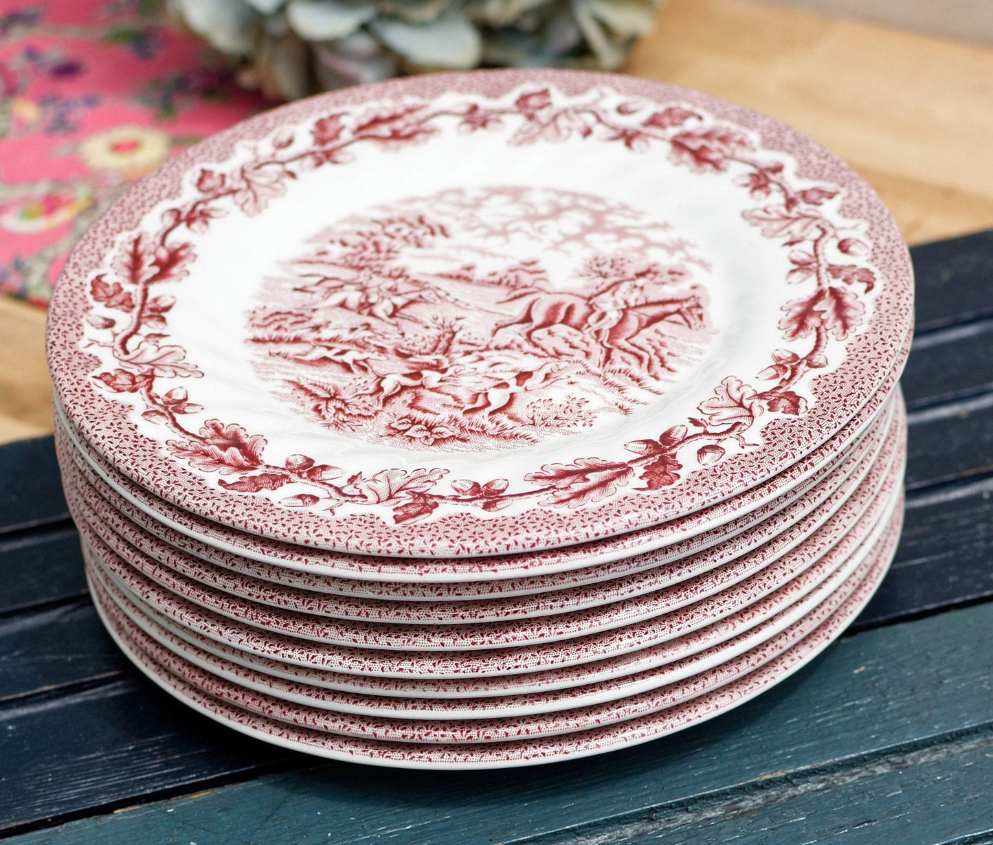 English Ironstone Red China Plate The Georgian Collection Churchill Made in England Dishwasher & Microwave safe