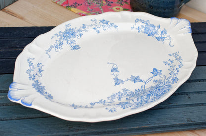 French Ironstone Blue Transferware Plate Longchamp MAKHAROV CR FRANCE Terre de Fer