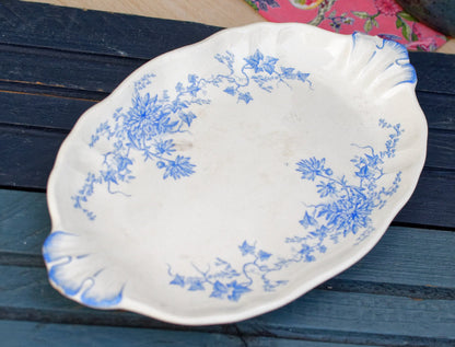 French Ironstone Blue Transferware Plate Longchamp MAKHAROV CR FRANCE Terre de Fer