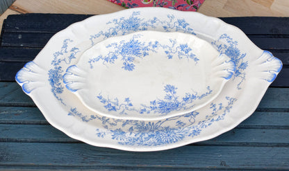 French Ironstone Blue Transferware Plate Longchamp MAKHAROV CR FRANCE Terre de Fer