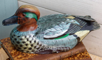 French Vintage Collectible Hand-Carved Wooden Duck ~ Folk Art Decoy Figurine