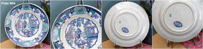 French Belgian Antique Ironstone Collectible Plate1683 Modèle Chinois Faiencerie Jammates Terre de Fer