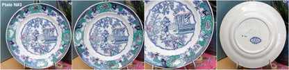 French Belgian Antique Ironstone Collectible Plate1683 Modèle Chinois Faiencerie Jammates Terre de Fer