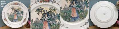 French Ironstone Alsace Theme Henri Loux Scene Serving Plate Obernai Faienceries Sarreguemines France Terre de Fer