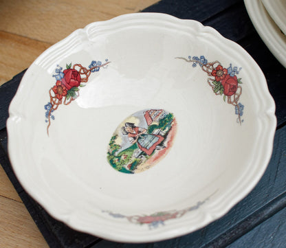 French Ironstone Alsace Theme Henri Loux Scene Serving Plate Obernai Faienceries Sarreguemines France Terre de Fer