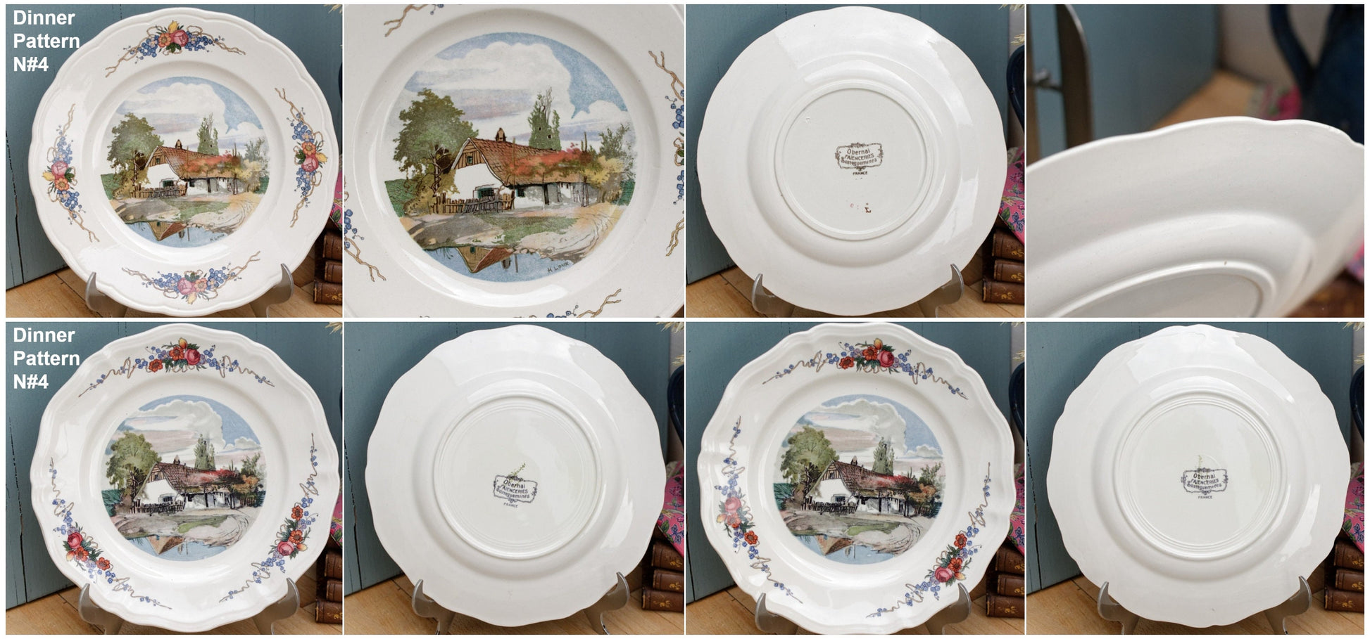 French Ironstone Henri Loux Alsace Scenes Plate Obernai Faienceries Sarreguemines France Terre de Fer