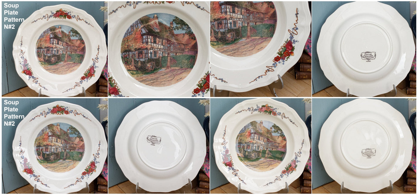 French Ironstone Henri Loux Alsace Scenes Plate Obernai Faienceries Sarreguemines France Terre de Fer