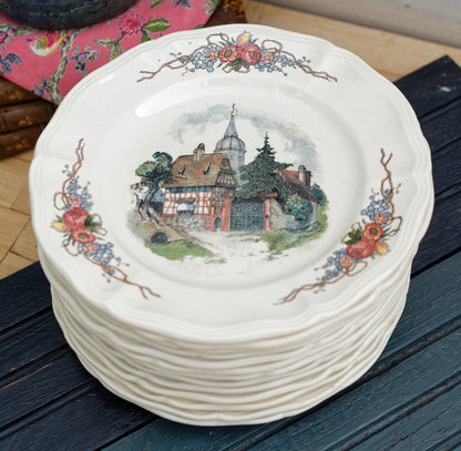 French Ironstone Henri Loux Alsace Scenes Obernai Faienceries Sarreguemines France Terre de Fer