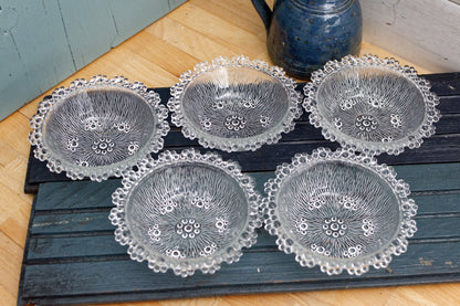 Italian Vintage Bubble Edge Textured Glass Serving Bowl Set MASSERINI BAROCCO Made in Italy