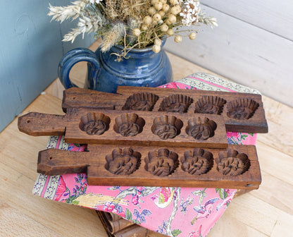 French Antique Wooden Hand-Carved Stamp Chocolate Mold