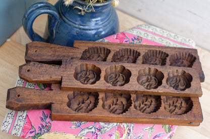 French Antique Wooden Hand-Carved Stamp Chocolate Mold