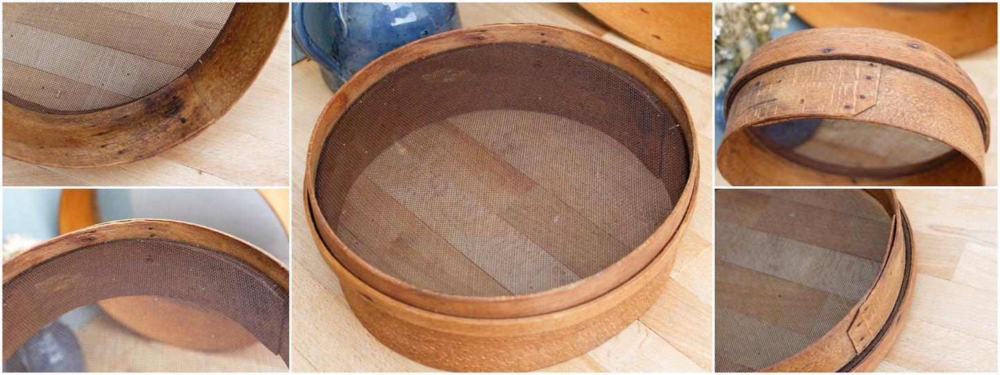 French Antique WOODEN Shaker Style Grain Sifter ~ Bentwood Grain Sieve ~ Flour Screen 