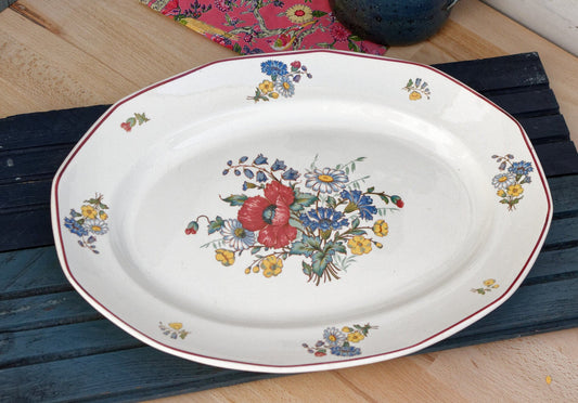 French Ironstone Floral Plate OLD ABBEY WARE Fleurs Des Champs V & B.M SAAR Basin 1584 Villeroy & Boch Terre de Fer