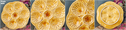 French Barbontine Majolica Style Mustard Yellow Oyster Huitre Plate Sarreguemines France