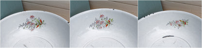 French Enamelware Bathroom Set 354a - Marque Deposee - B.Freres Floral broc et cuvette