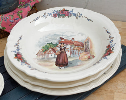 French Ironstone Alsace Theme Henri Loux Scene Serving Plate Obernai Faienceries Sarreguemines France Terre de Fer