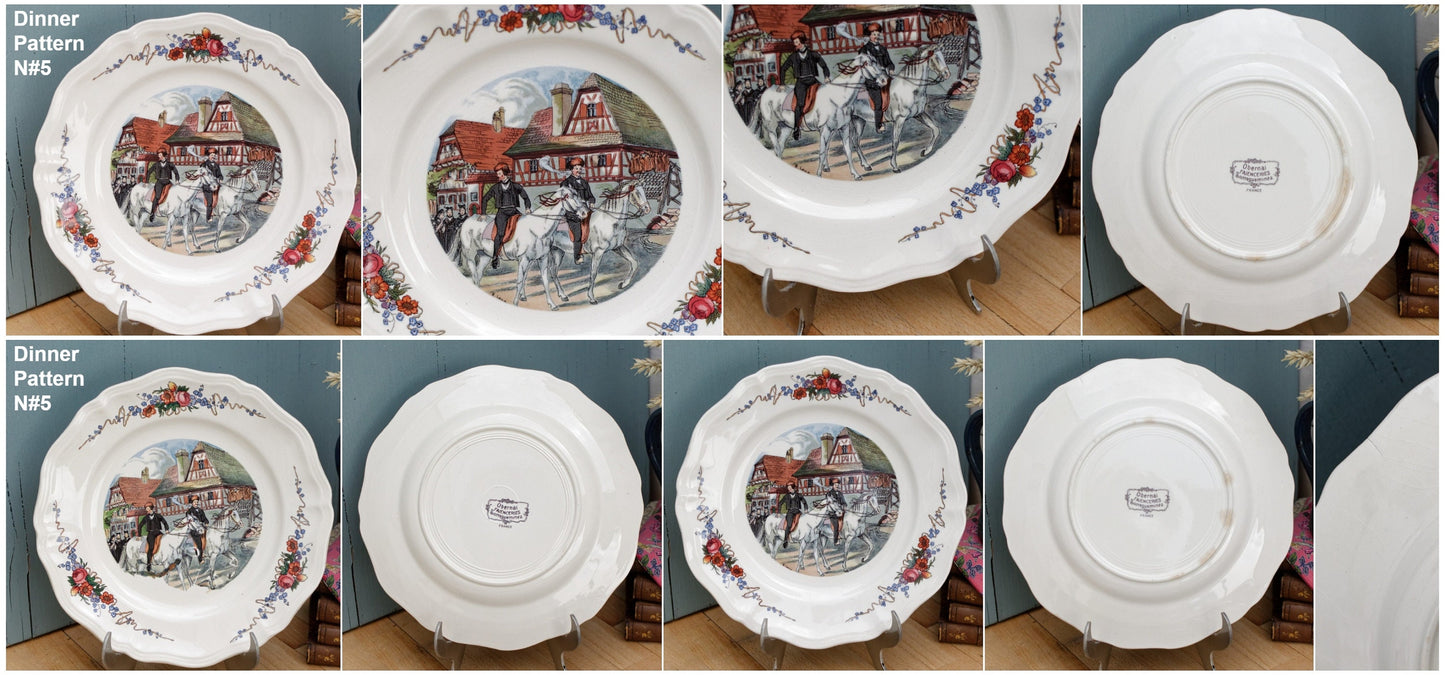 French Ironstone Henri Loux Alsace Scenes Plate Obernai Faienceries Sarreguemines France Terre de Fer