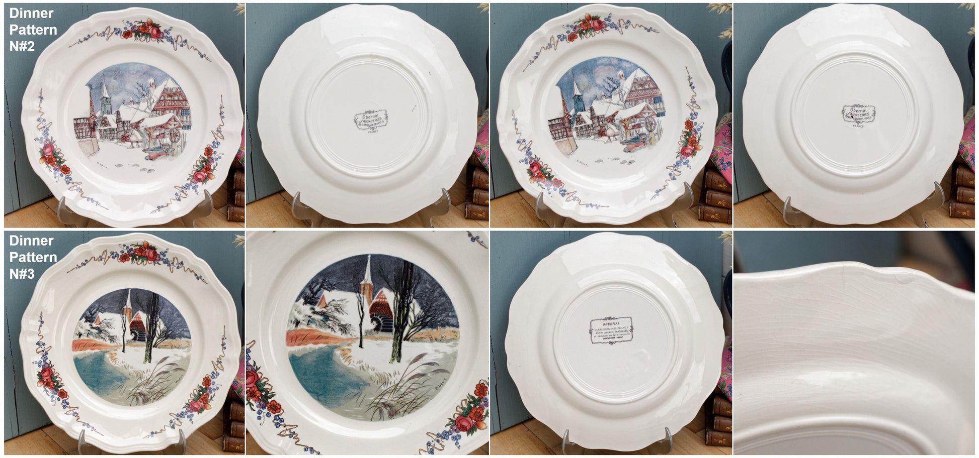 French Ironstone Henri Loux Alsace Scenes Plate Obernai Faienceries Sarreguemines France Terre de Fer