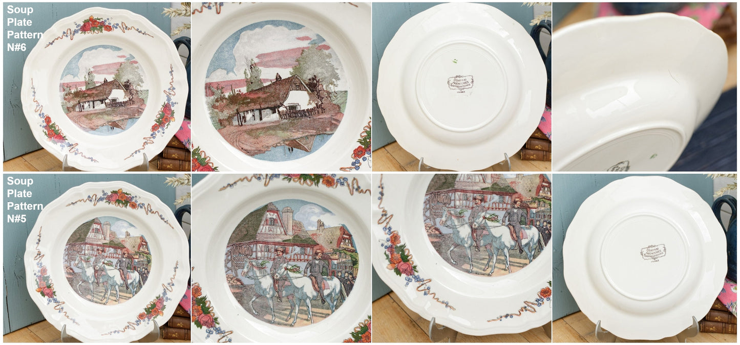 French Ironstone Henri Loux Alsace Scenes Plate Obernai Faienceries Sarreguemines France Terre de Fer