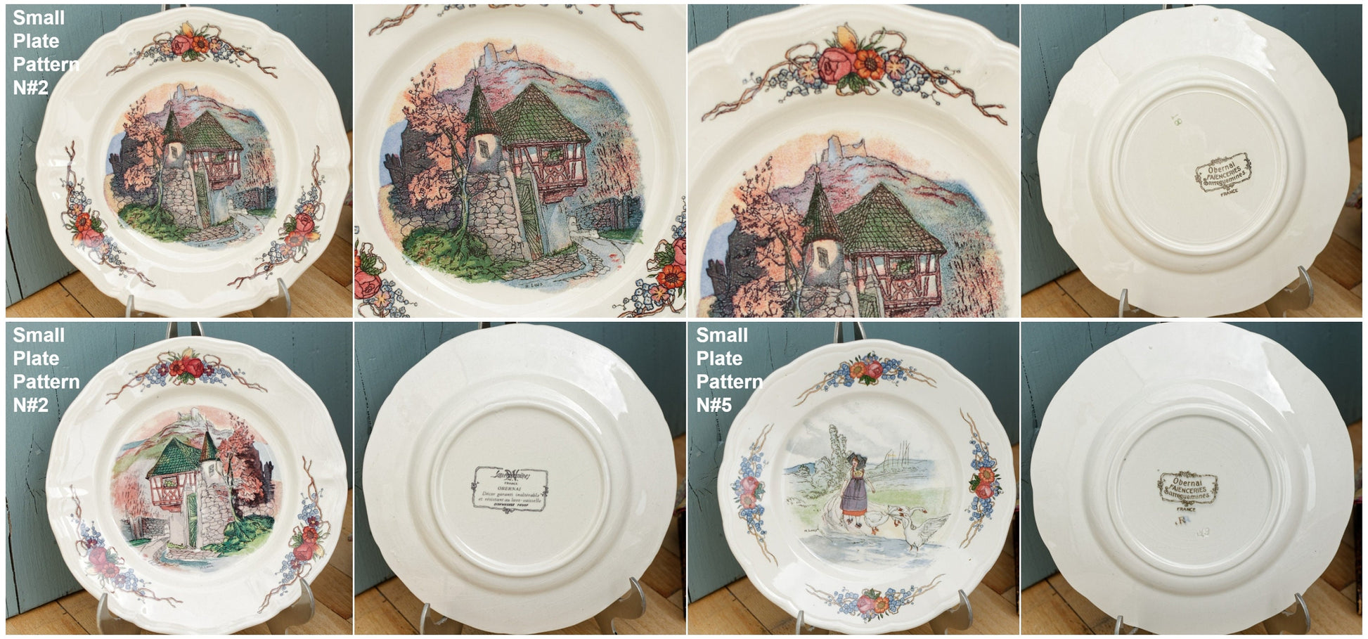 French Ironstone Henri Loux Alsace Scenes Obernai Faienceries Sarreguemines France Terre de Fer