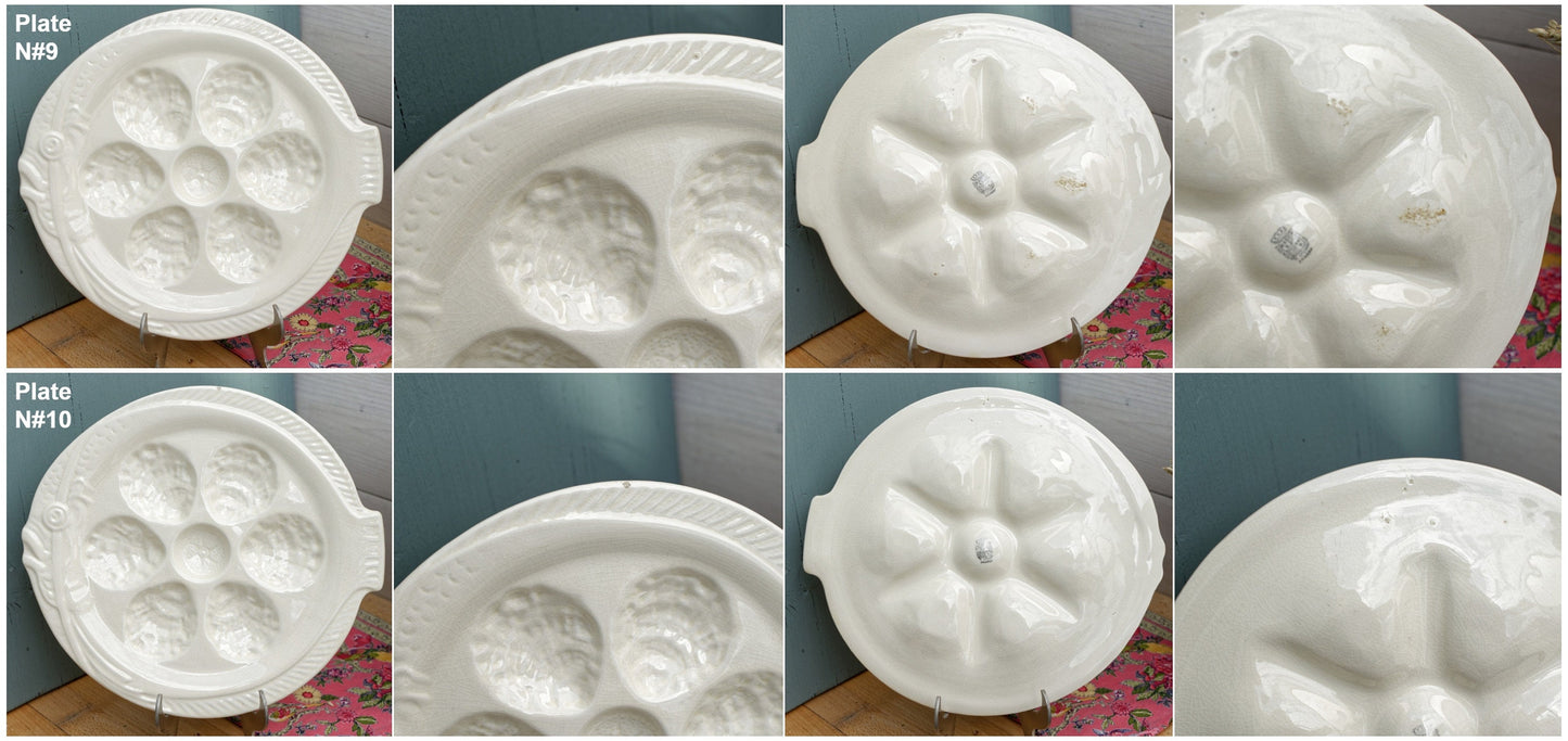 French Barbotine Majolica Oyster Huitre Plate Platter Faiencerie D'Onnaing Nord France