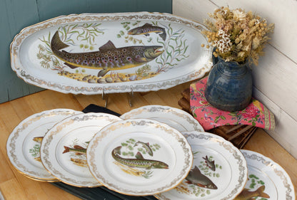 French Fine Porcelain Fish Service Plate Platter CP - France - Porcelaine de Luxe de la Compagnie Nationale